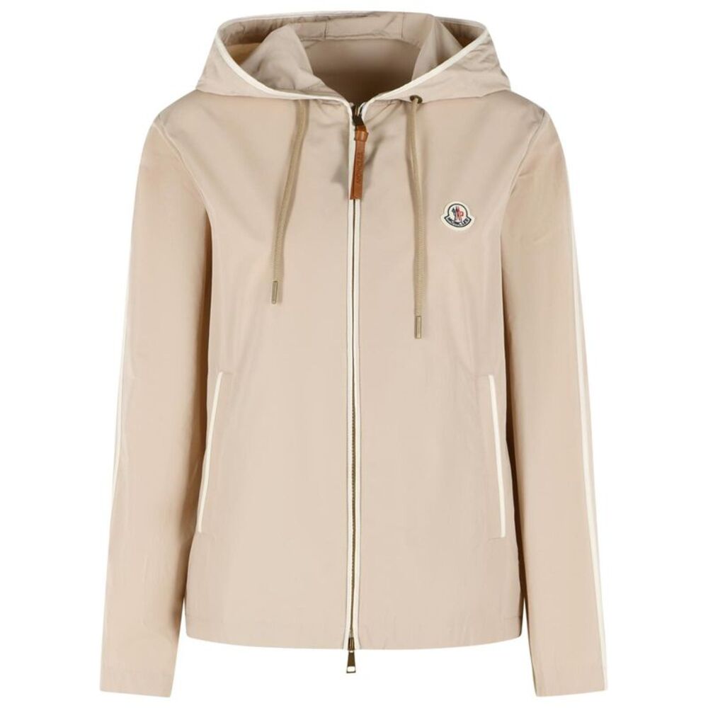 Moncler 'Sarracenia' Hooded Jacket In Polyester And Beige Cotton Women - Picture 1 of 3